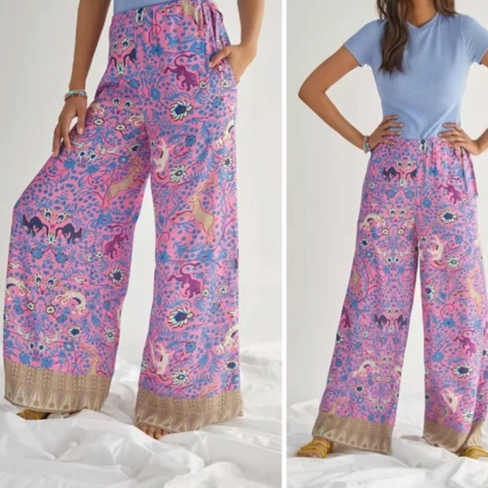 NWT Anthropologie Plenty by Tracy Reese wide leg “fantasy forest” pant - Picture 4 of 7